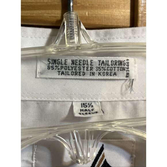 Ketch VTG men’s 15.5 White Red Half Sleeve Cotton Polyester Button down shirt - Picture 4 of 7